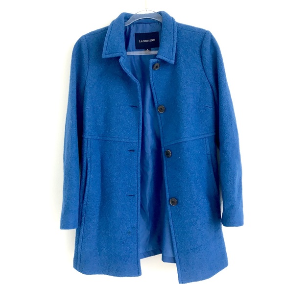Lands' End Jackets & Blazers - Lands end blue tweed pea coat